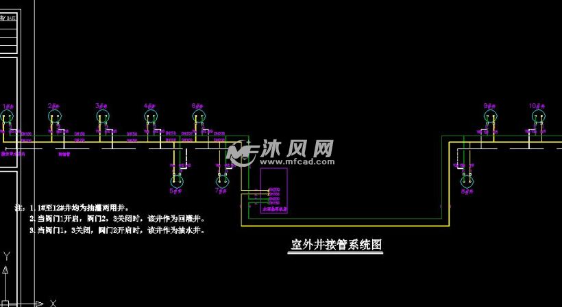 某學校水源熱泵設計詳圖室外井佈置圖及管道連接圖