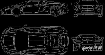 兰博基尼cad三视图-结构图纸-沐风网