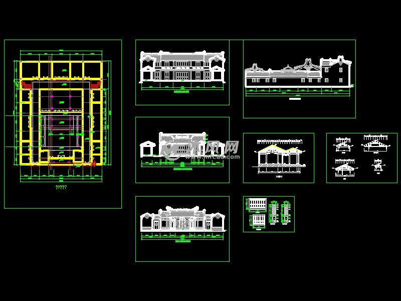 仿古西田祠堂图 - cad仿古建筑图纸下载,免费仿古建筑cad施工图