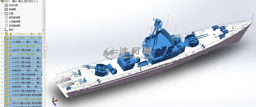 037型猎潜艇3d模型图纸solidworks设计图