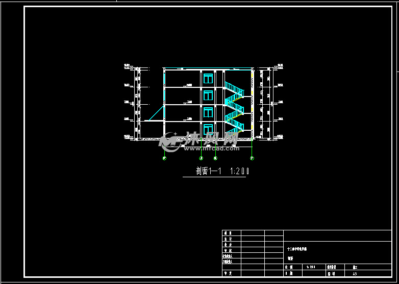 某四層框架結構十二班中學教學樓建築施工圖-5362平