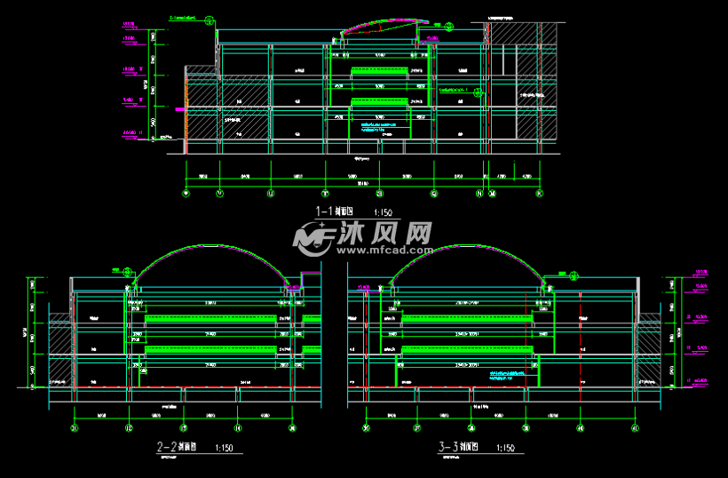 万达广场平面剖面图纸