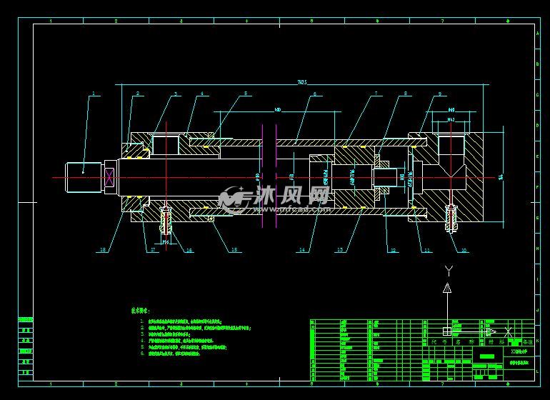 10060400单出杆钻镗专机液压缸装配图