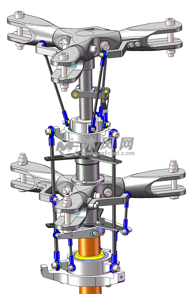 共轴式三旋翼直升机 - solidworks军工用品模型下载 - 沐风图纸