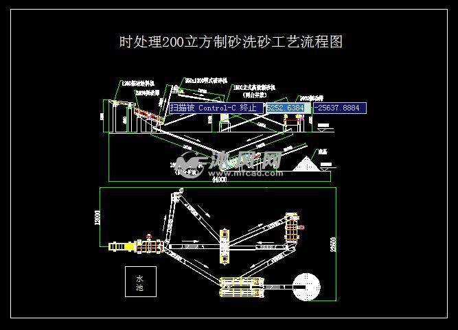 时处理200立方制砂洗砂工艺流程布置详图