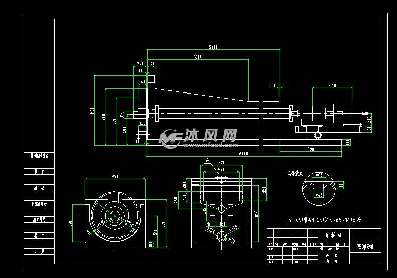 750螺旋洗砂机零部件及装配图 - autocad矿山机械图纸下载 - 沐风图纸