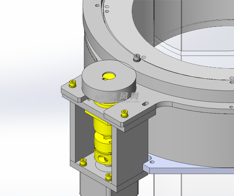 中空齿轮旋转台 solidworks机械设备模型下载 沐风图纸