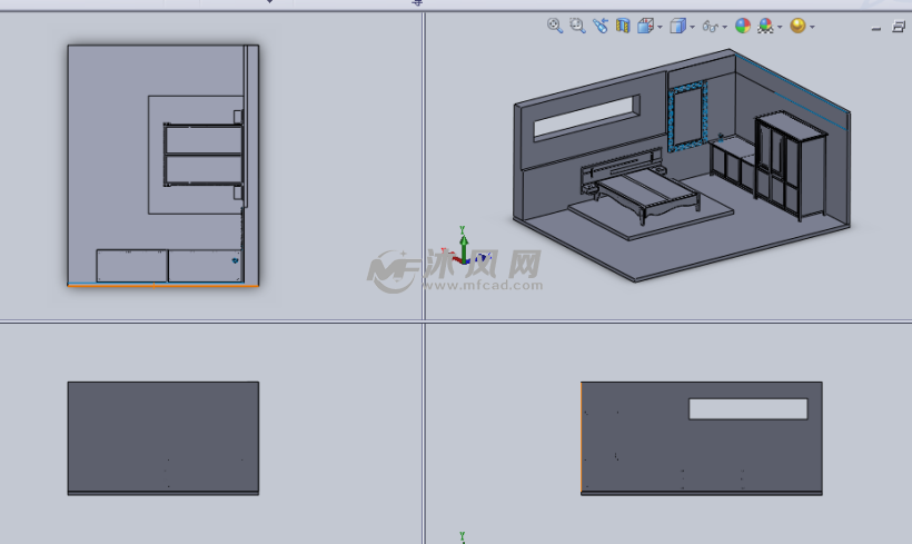 卧室布局设计模型三视图