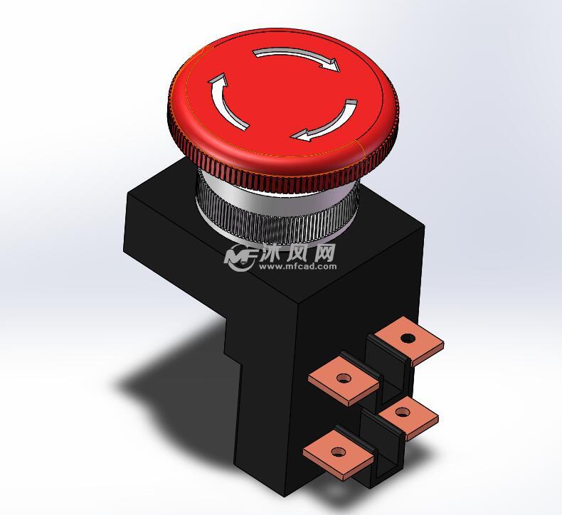 急停開關按鈕sw模型 - solidworks電氣設備及元件模型下載 - 沐風圖紙