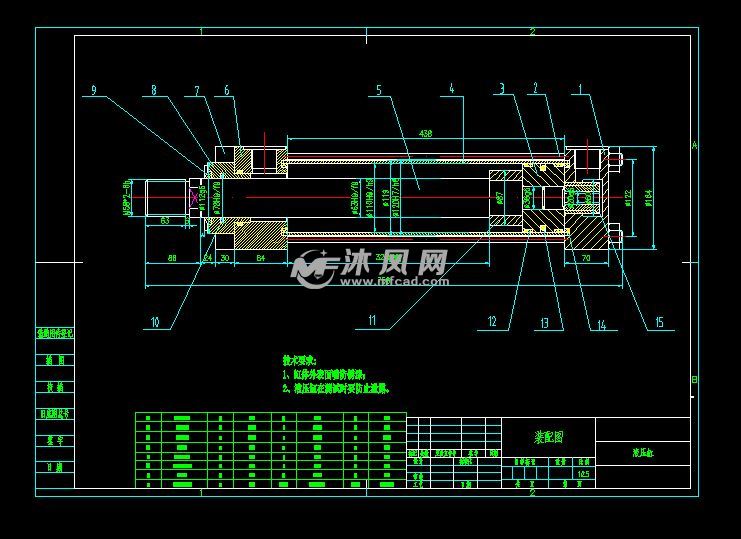 11063320单出杆液压缸装配图