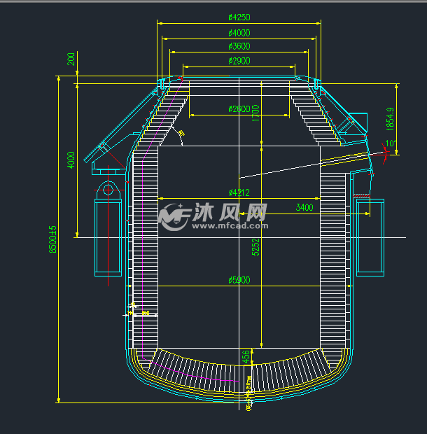 120转炉炉型图 - autocad化工环保设备图纸下载 - 沐风图纸