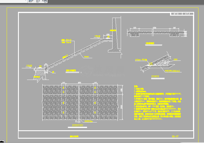 河岸擋護工程施工圖 - autocad堤防相關圖紙下載 - 沐風圖紙