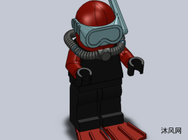 乐高玩具拼图的水下潜水员设计模型