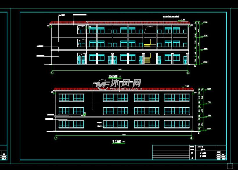 三层教学楼立面图图片