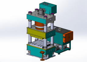 1000t四柱油压机三维模型图纸合集的封面图