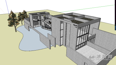 安藤忠雄作品之芝加哥住宅建筑su模型