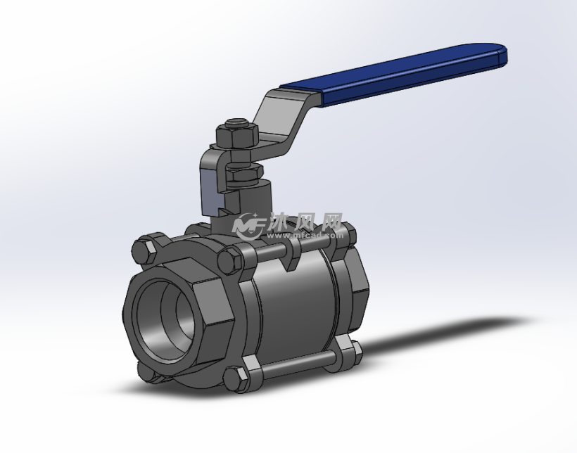 三片式焊接球阀轴侧视图