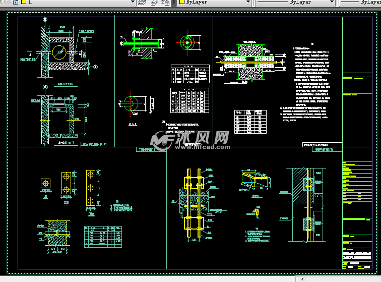 防爆电缆井及人防墙密闭管示意图 - autocad结构图块,大样图纸 - 沐风