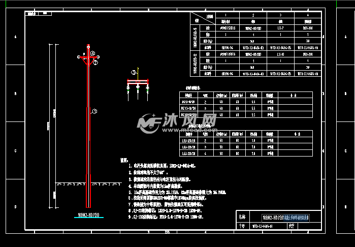 混凝土单回终端杆组装图