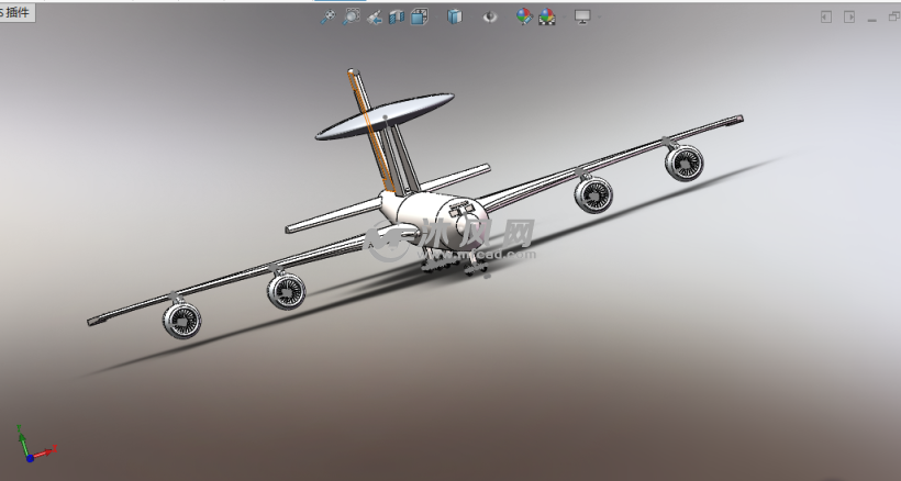 e3预警机e3预警机正面机体设计雷达罩预警机四视图图纸描述e-3预警机e