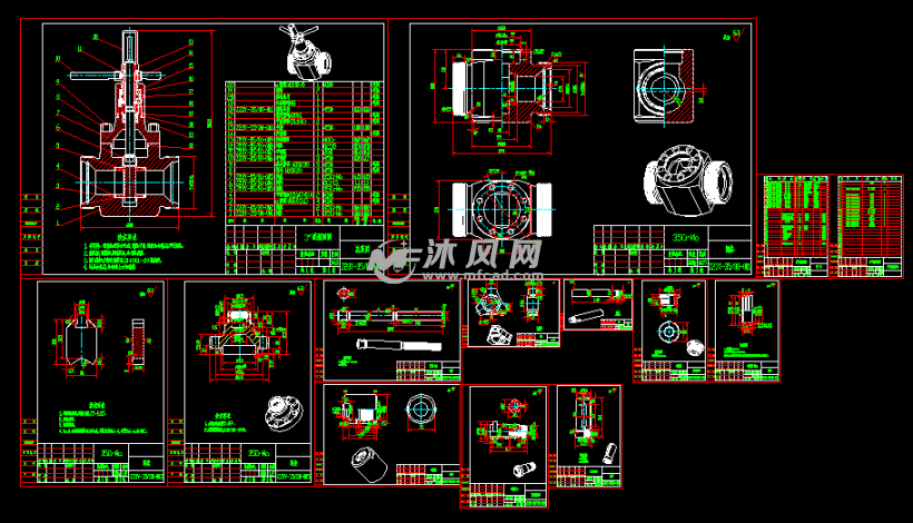 全部加工圖紙裝配圖(總裝圖)明細表閥體零件加工圖閥蓋零件加工圖閥杆