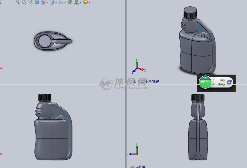250ml塑料瓶设计模型三视图
