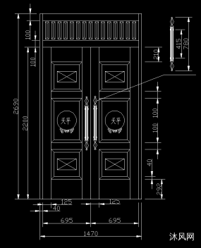 cad大门结构图纸下载_cad大门结构免费图纸,设计图纸大全 - 沐风网