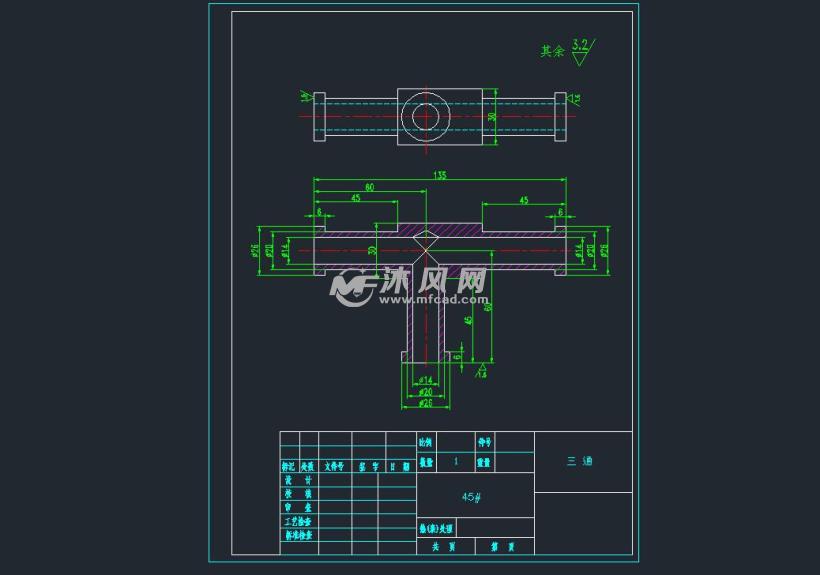 三通管接头cad图纸