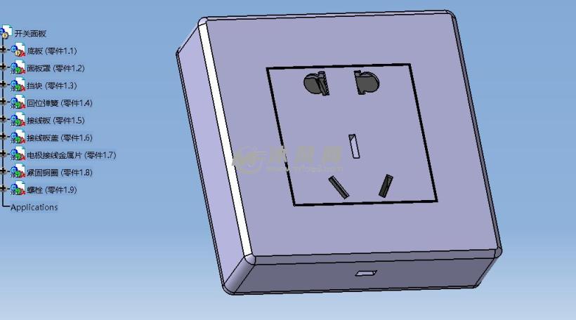 家用五孔插座面板catia模型