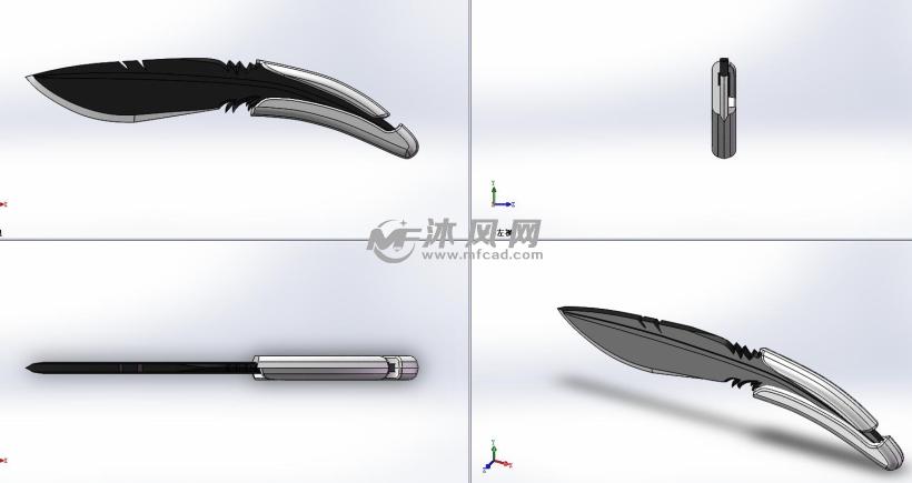 羽毛刀设计 - inventor军工用品类模型和图纸下载 - 沐风图纸