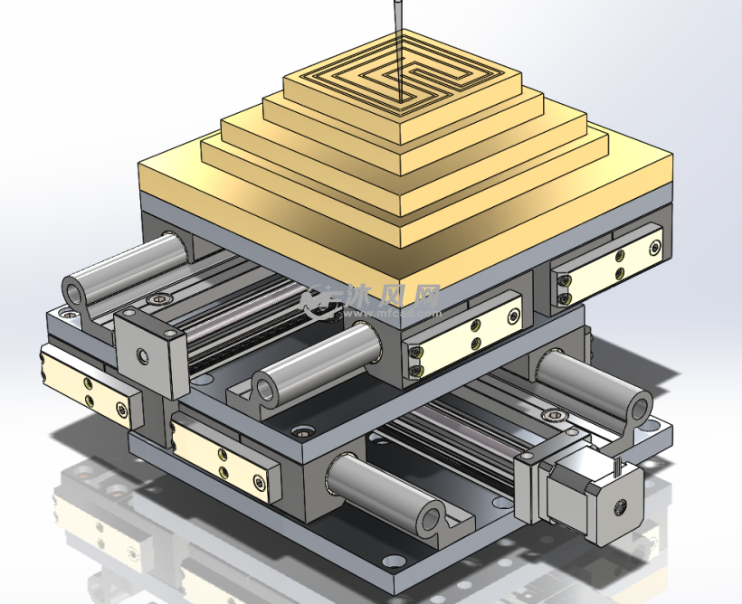 2 eixos十字数控滑台通过一组直线滑台固定在另一组滑台的滑块上
