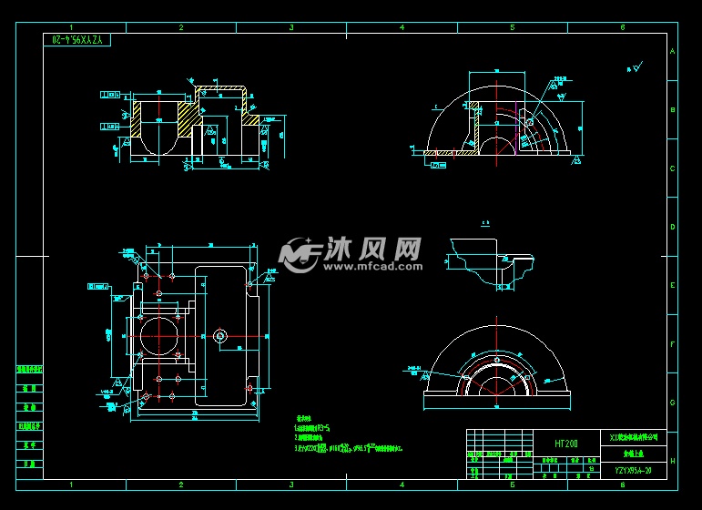 yzyx95420齿箱上盖零件图