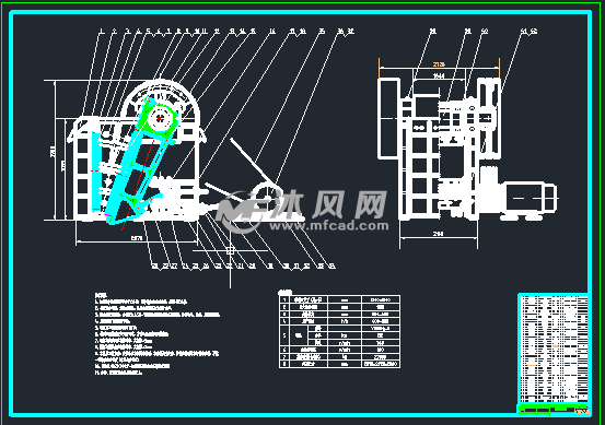 pe150x250颚式破碎机 - autocad矿山机械图纸下载 - 沐风图纸