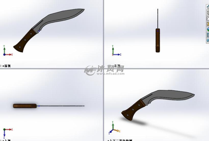 尼泊尔军用短刀模型 - solidworks生活用品类模型下载 - 沐风图纸