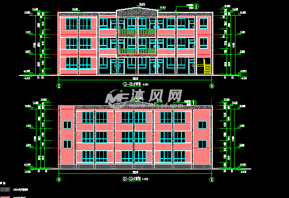 三层教学楼立面图图片