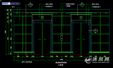 电梯间两门黑色大理石样式立面图