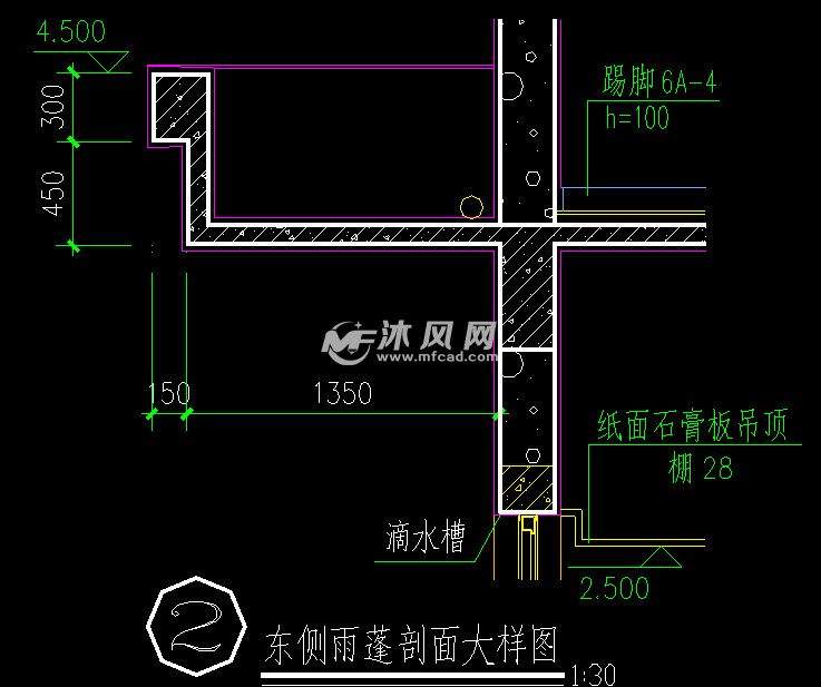 东侧雨蓬剖面大样图