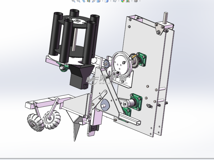 单鸭嘴式自动打穴移栽机 - solidworks机械设备模型下载 - 沐风图纸