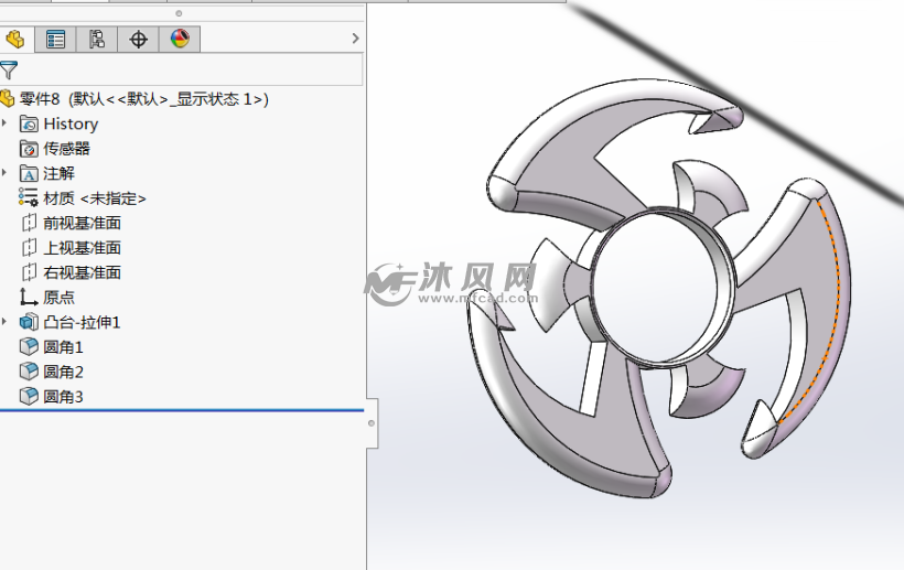 简易三叶指尖陀螺 - solidworks玩具公仔类模型下载 - 沐风图纸