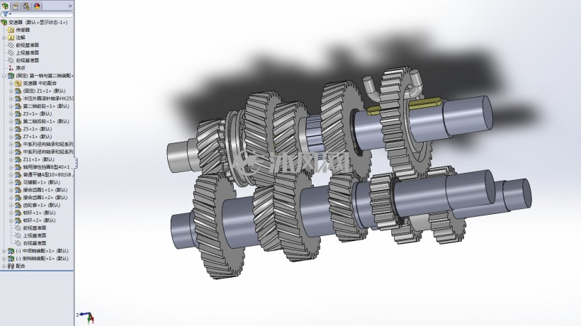 4档位汽车变速器设计中间轴式四档手动变速器设计solidworks