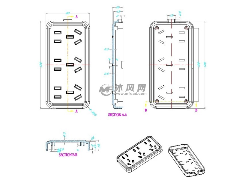 插線板面板上座注塑模具設計【電源插線板面板模具設計】【接線板】