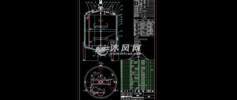 前处理夹套罐技术图纸