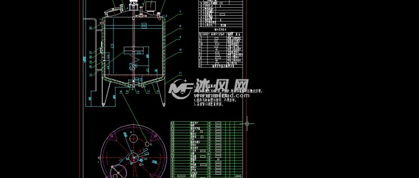 前处理夹套罐技术图纸