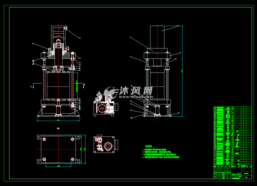 三梁四柱液压机结构图图片