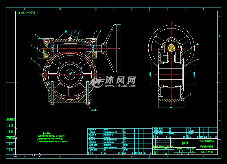 h6bcⅡm700手动阀门用蜗轮箱装配图