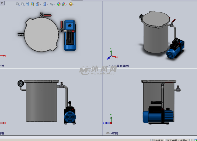 蒸汽抽水箱設計模型三視圖