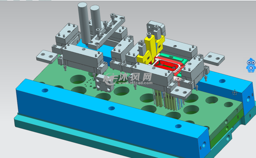 手机前盖fron注塑模具注塑模具完整图型芯产品与顶杆有四个位置要在