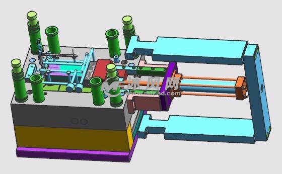电路连接器盖超长油缸抽芯注塑模具