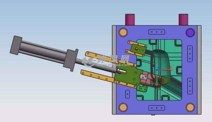 别克汽车后视镜斜向油缸抽芯二次顶出注塑模具