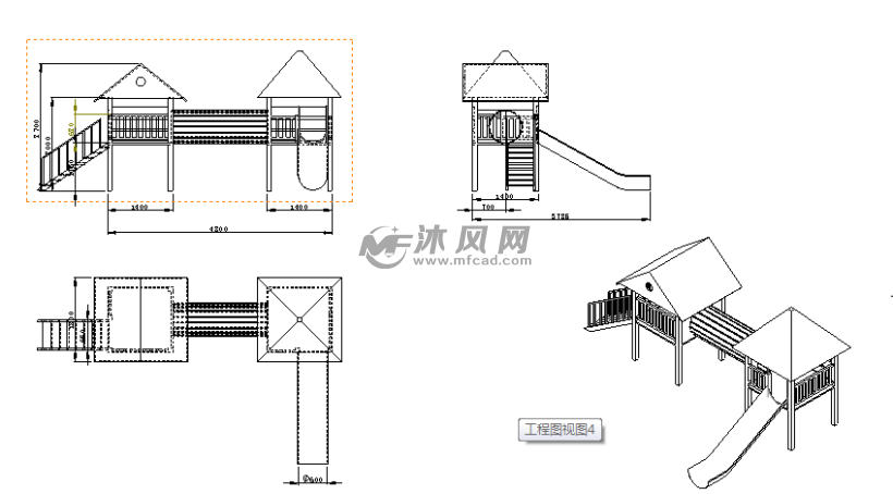 一种游乐滑梯 - 玩具公仔图纸 - 沐风网